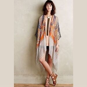Women's Anthropologie Subtle Luxurt Multicolor Paisley Kimono